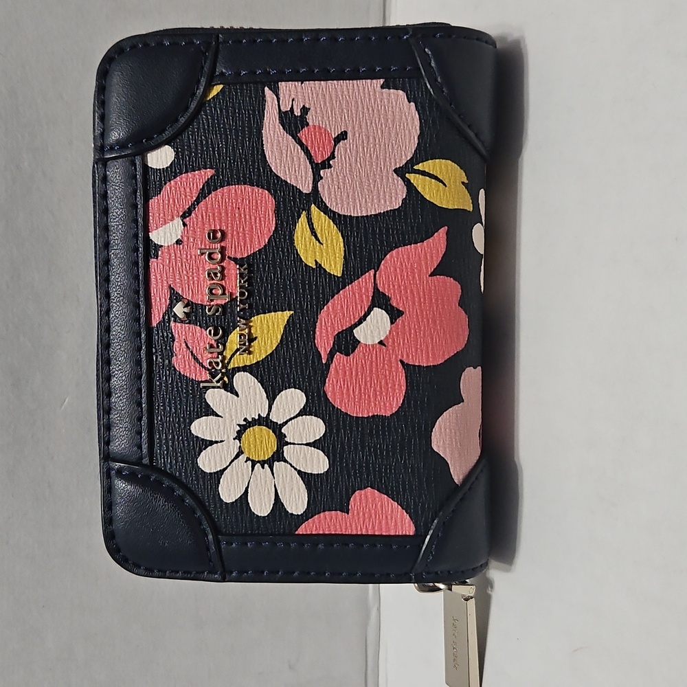 Kate Spade Dark Blue and Pink Floral Wallet